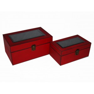 Cheungs 2 Piece Wooden Treasure Box Set with Bevelled Mirror HEU3130
